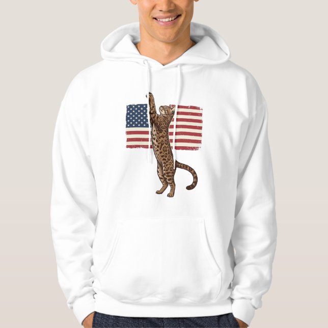 Veste À Capuche Chat patriotique Drapeau américain Design vectorie (Devant)