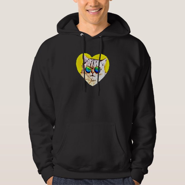 Veste À Capuche Chat Portant des lunettes de soleil (Devant)