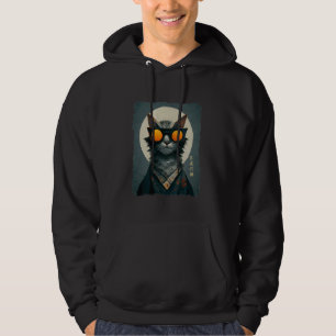 Veste À Capuche Chat portant Kimono Art japonais Kanji japonais Ch