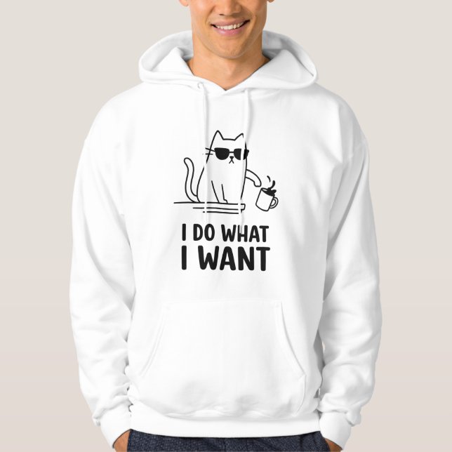 Veste À Capuche Chat Rebelle – Chaton Cool qui Renverse Tout  (Devant)