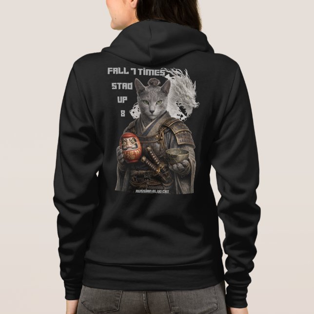 Veste À Capuche Chat Samouraï Bleu Russe (Dos)