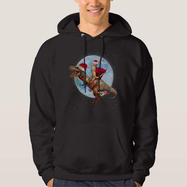 Veste À Capuche Chat Santa Hat équitation Dinosaur T rex Lune Noël (Devant)