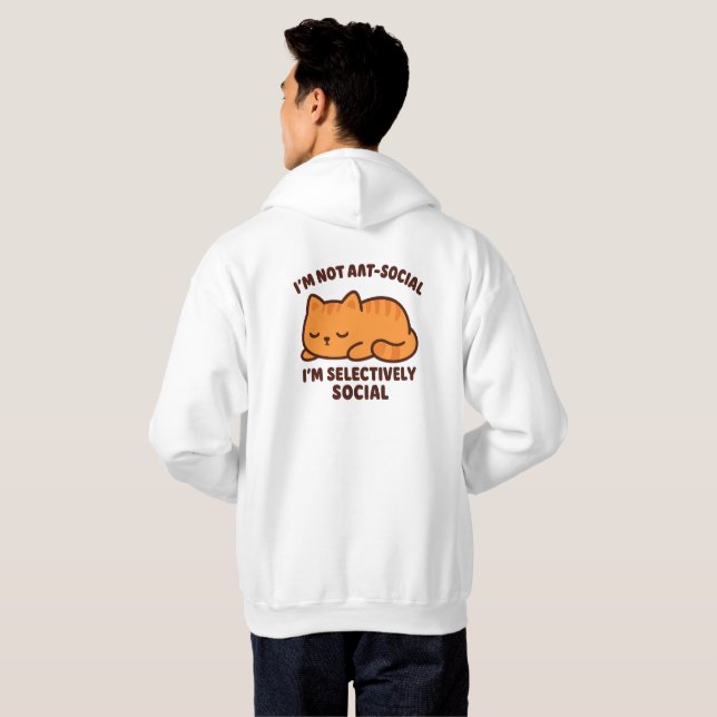 Veste À Capuche Chat Sélectivement Social – Kawaii Mignon Endormi (Dos entier)