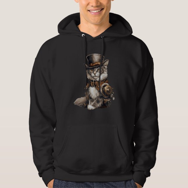 Veste À Capuche Chat Steampunk Avec Chapeau Conception Graphique C (Devant)
