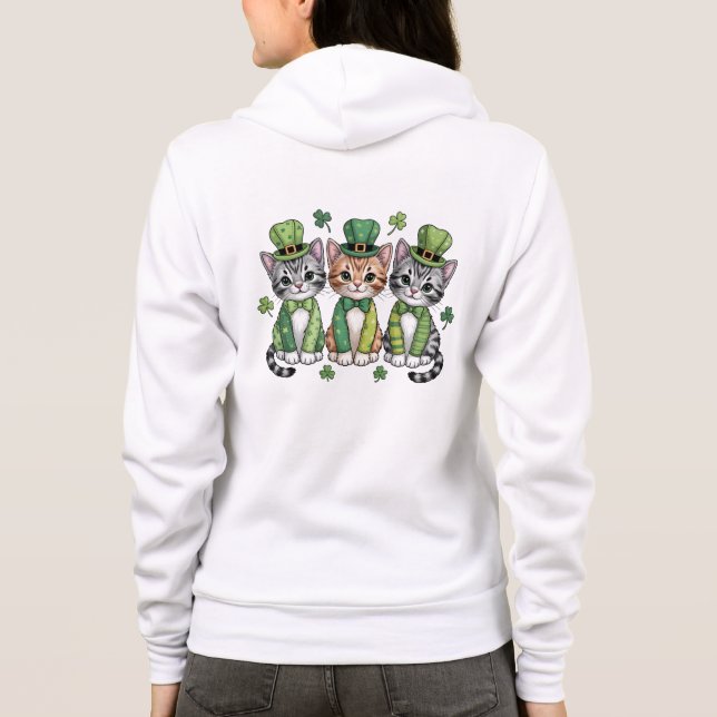Veste À Capuche Chatons chanceux de la Saint-Patrick-47474 (Dos)