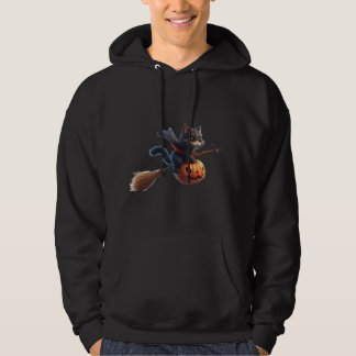 Veste À Capuche Chats en sorcière d'Halloween à cheval Citrouille
