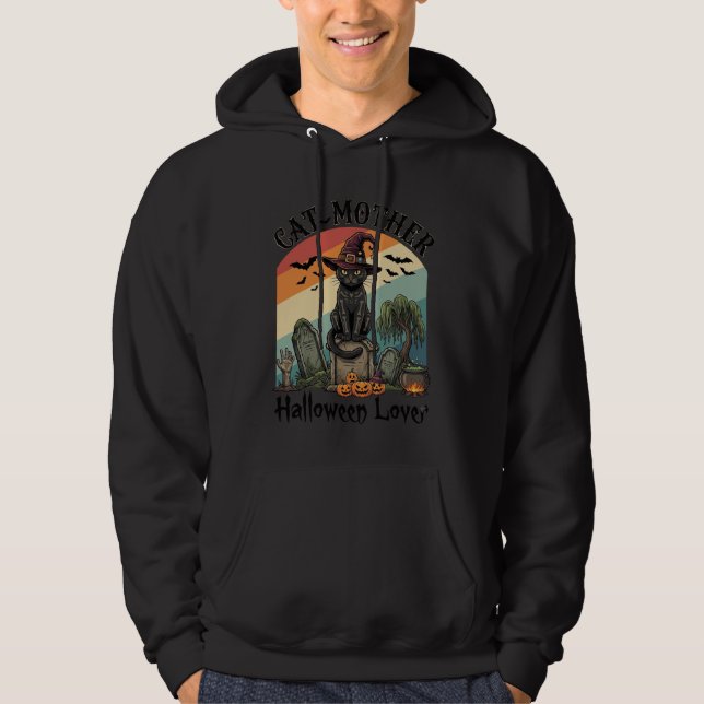 Veste À Capuche Chatte Mère Halloween Amante Chapeau de Sorcière N (Devant)