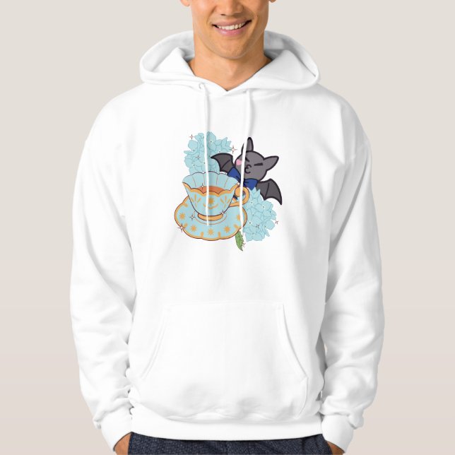 Veste À Capuche Chauve-souris mignonne et hydrangea à l'heure du t (Devant)