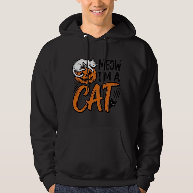 Veste À Capuche Chemise de typographie de citrouille de chat drôle (Devant)
