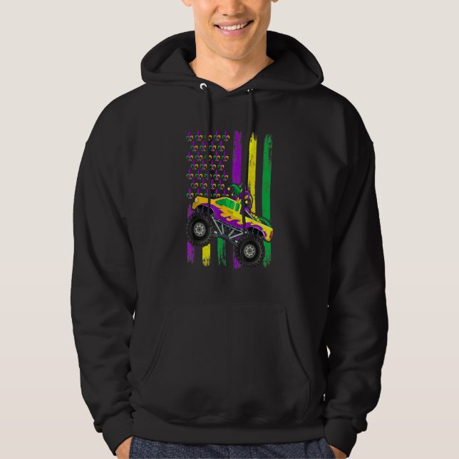 Veste À Capuche Chemise Drapeau de Perles de Fou de Camion Monstre (Devant)