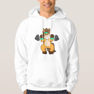 Veste À Capuche Cheval en Bodybuilder avec Barbell