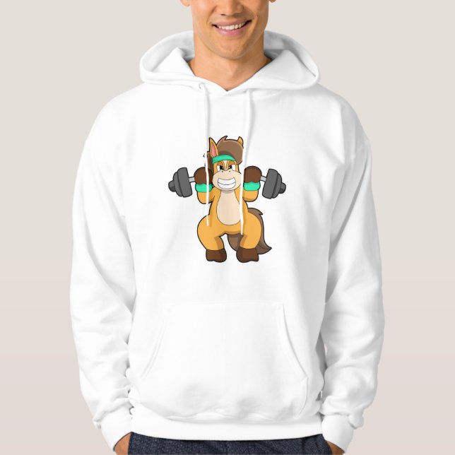 Veste À Capuche Cheval en Bodybuilder avec Barbell (Devant)