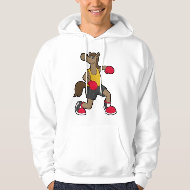 Veste À Capuche Cheval en boxeur avec gants de boxe (Devant)