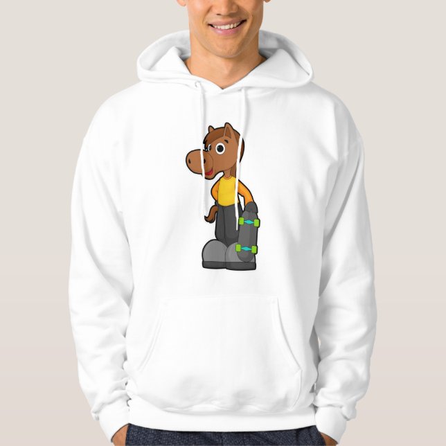 Veste À Capuche Cheval en Patinage avec Skateboard (Devant)