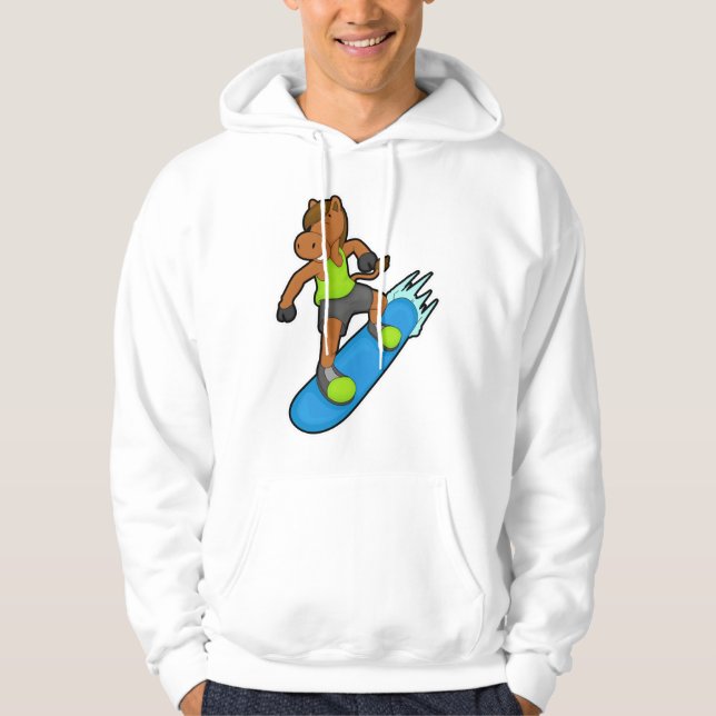 Veste À Capuche Cheval en snowboardeur avec snowboard (Devant)