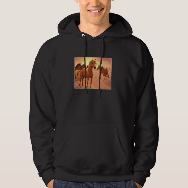 Veste À Capuche Chevaux arabes (Devant)