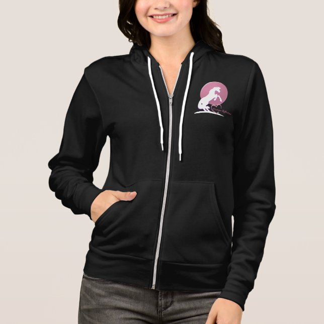 Veste À Capuche Chevaux de Coeur Blanc V (Rose) (Devant)