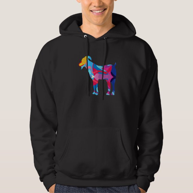 Veste À Capuche Chèvre Chèvres Graphique Coloré   (Devant)