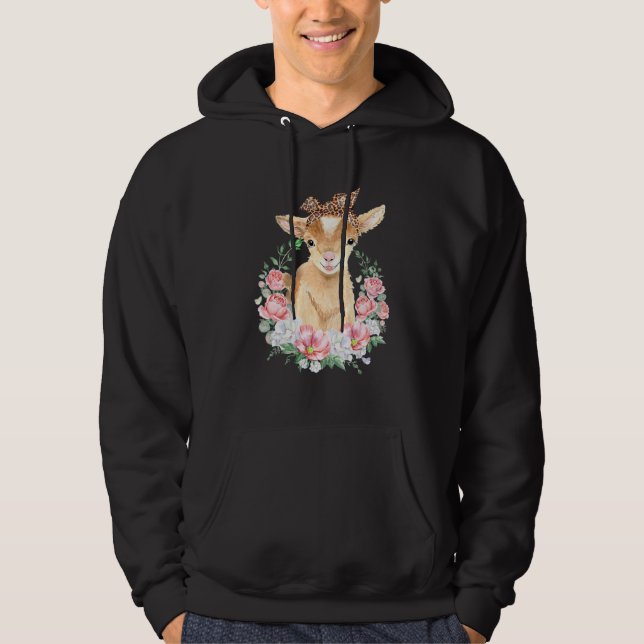Veste À Capuche Chèvre mignonne avec bandeau léopard Boho Fleur mi (Devant)