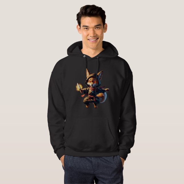 Veste À Capuche Chibi Fox Ninja with Fire Dagger – Cute Japanese (Devant entier)