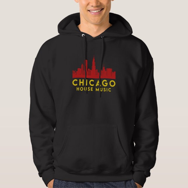 Veste À Capuche Chicago House Music Vinyl Dj Raver Flag Skyline Ap (Devant)