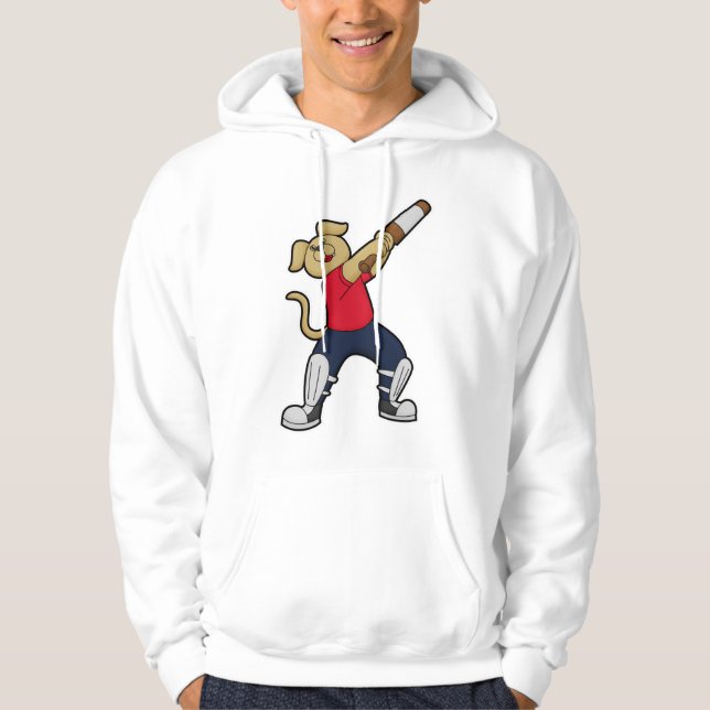Veste À Capuche Chien au cricket avec batte de cricket (Devant)