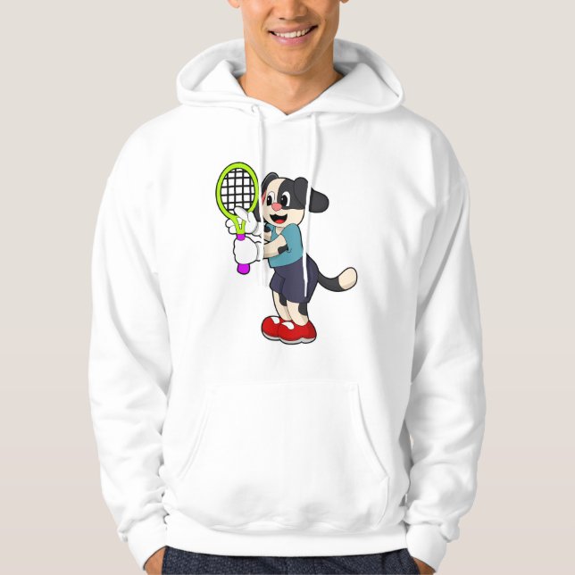 Veste À Capuche Chien au tennis avec raquette de tennis (Devant)