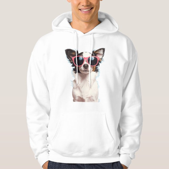 Veste À Capuche Chien avec des lunettes de soleil (Devant)