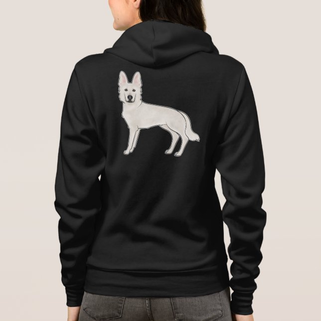 Veste À Capuche Chien blanc berger suisse blanc GSD mignon dessin (Dos)