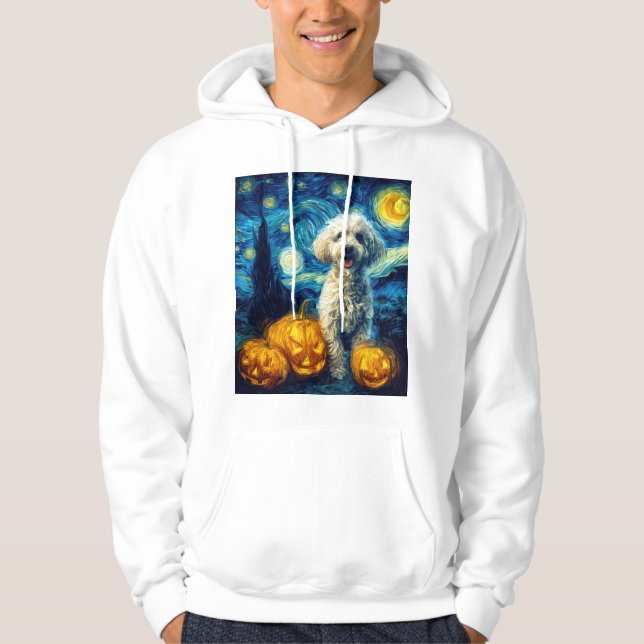 Veste À Capuche Chien Caniche Mignon Halloween Jack O Lantern Citr (Devant)