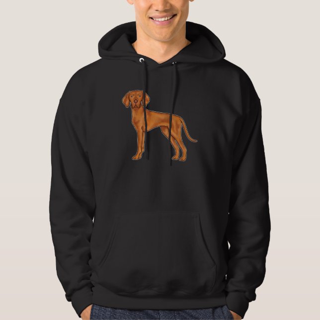 Veste À Capuche Chien caricature rouge mignon Vizsla hongroise (Devant)