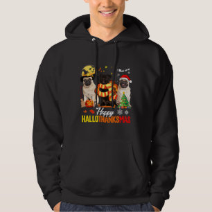 Veste À Capuche Chien carlin Hallothanksmas joyeux Chien Carlin mi