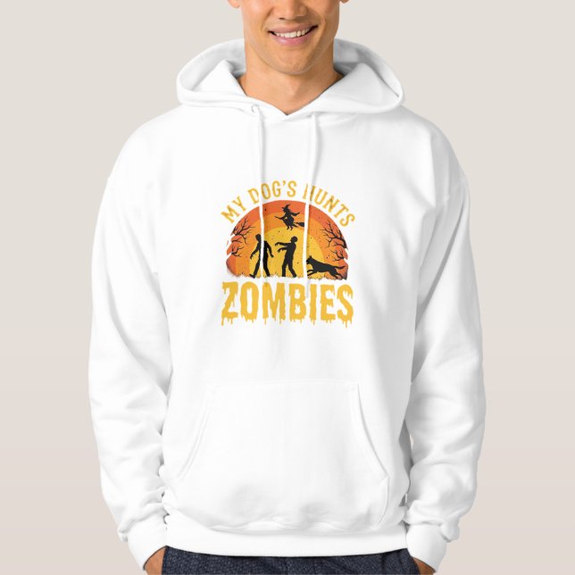 Veste À Capuche Chien Chasse Les Zombies Design Halloween (Devant)