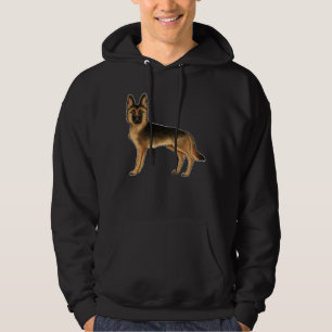 Veste À Capuche Chien de berger allemand noir et feu debout