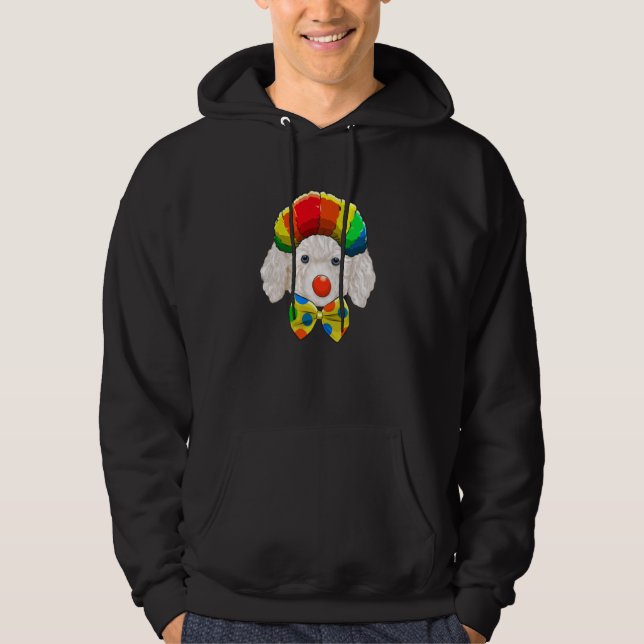 Veste À Capuche Chien de cirque de canne blanc clown (Devant)