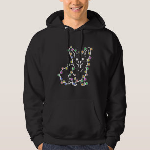 Veste À Capuche Chien de Corgi avec feux de fée de Noël 251