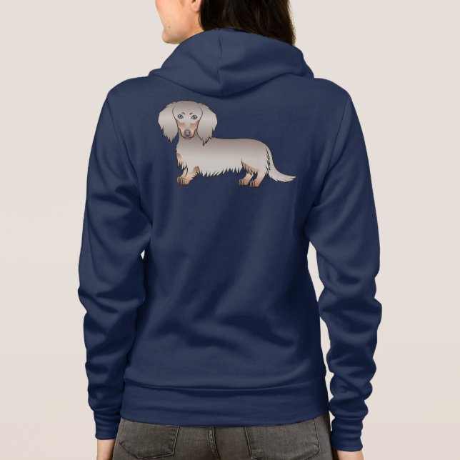 Veste À Capuche Chien de dessin animé teckel à poil long chocolat  (Dos)