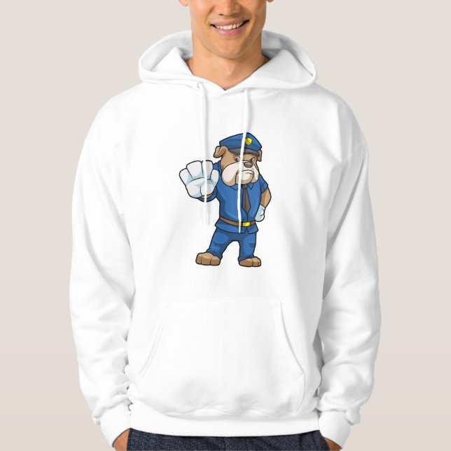 Veste À Capuche Chien en policier avec uniforme (Devant)