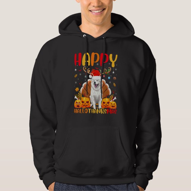 Veste À Capuche Chien Eskimo Américain Heureux Hellothanksmas (Devant)