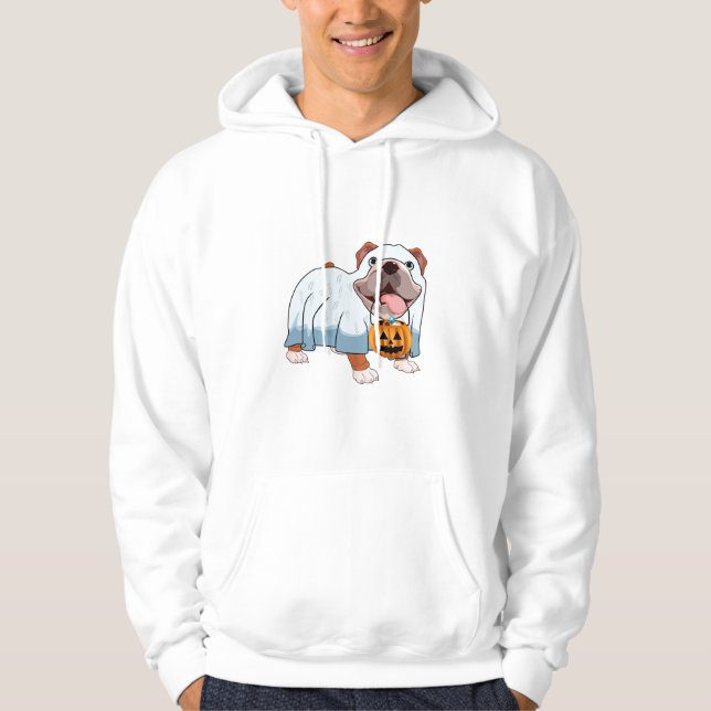 Veste À Capuche Chien fantôme Bulldog Halloween (Devant)