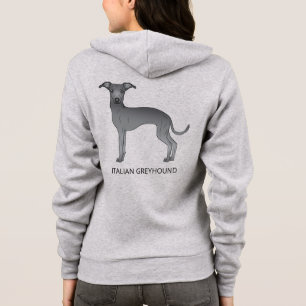 Veste À Capuche Chien gris italien bleu avec texte personnalisé