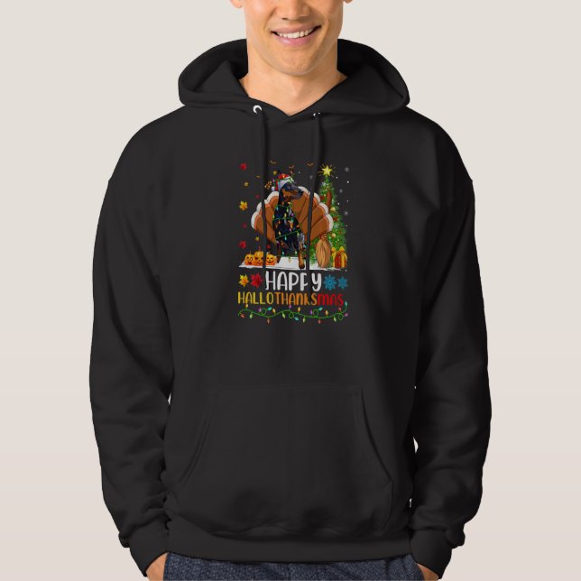 Veste À Capuche Chien   Heureux Chien Pinscher Nain Hellothanksmas (Devant)