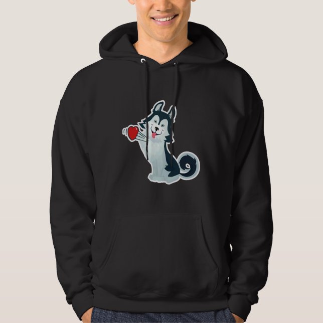 Veste À Capuche Chien Husky ​ chiens ​ Aimer (Devant)