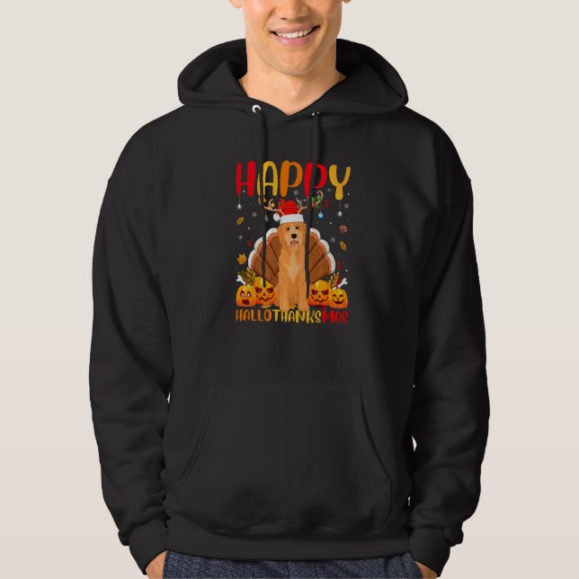 Veste À Capuche Chien  Joyeux Goldendoodle Chien Hellothanksmas (Devant)