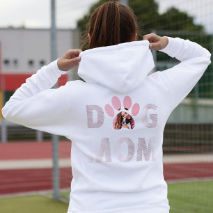 Veste À Capuche Chien Maman Paw Photo personnalisée Photo Rose-gol