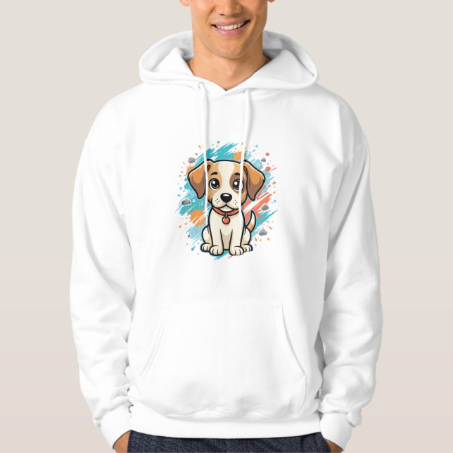 Veste À Capuche Chien mignon éclaboussure de peinture Art vectorie (Devant)