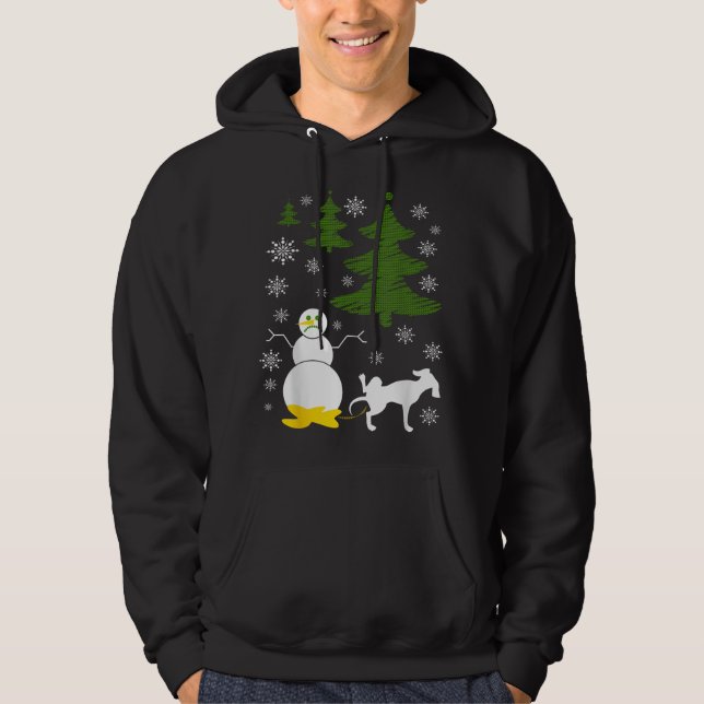 Veste À Capuche Chien Pees sur Snowman laide XMas Sweater (Devant)