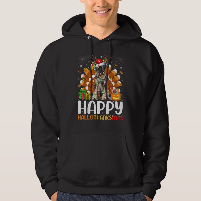 Veste À Capuche Chien Schnauzer Halloween Noël Joyeux Hallotha (Devant)