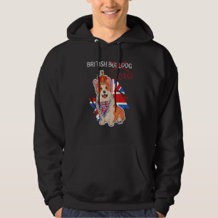 Veste À Capuche Chien-taureau britannique Corgi Union Jack Queen P