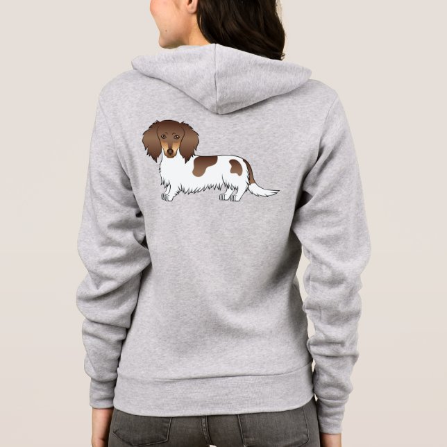 Veste À Capuche Chien teckel à poil long piebalde chocolat et fauv (Dos)